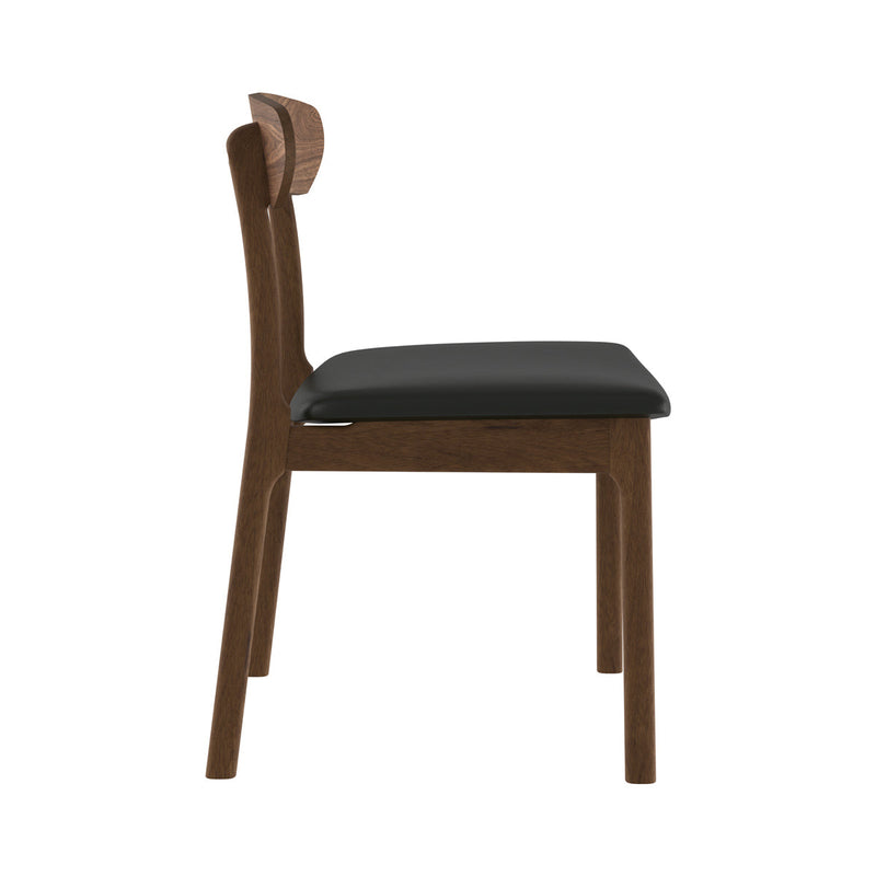 Chaise Lana en cuir synthétique noir et bois foncé (lot de 2)