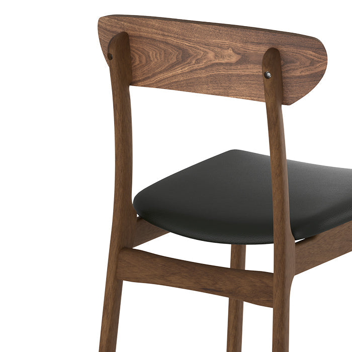 Lana - Conjunto de 2 Sillas de piel sintética negra y madera oscura
