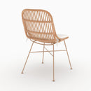 Lot de 2 chaises Moon en rotin beige et pieds en métal beige