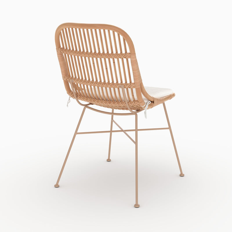 Lot de 2 chaises Moon en rotin beige et pieds en métal beige