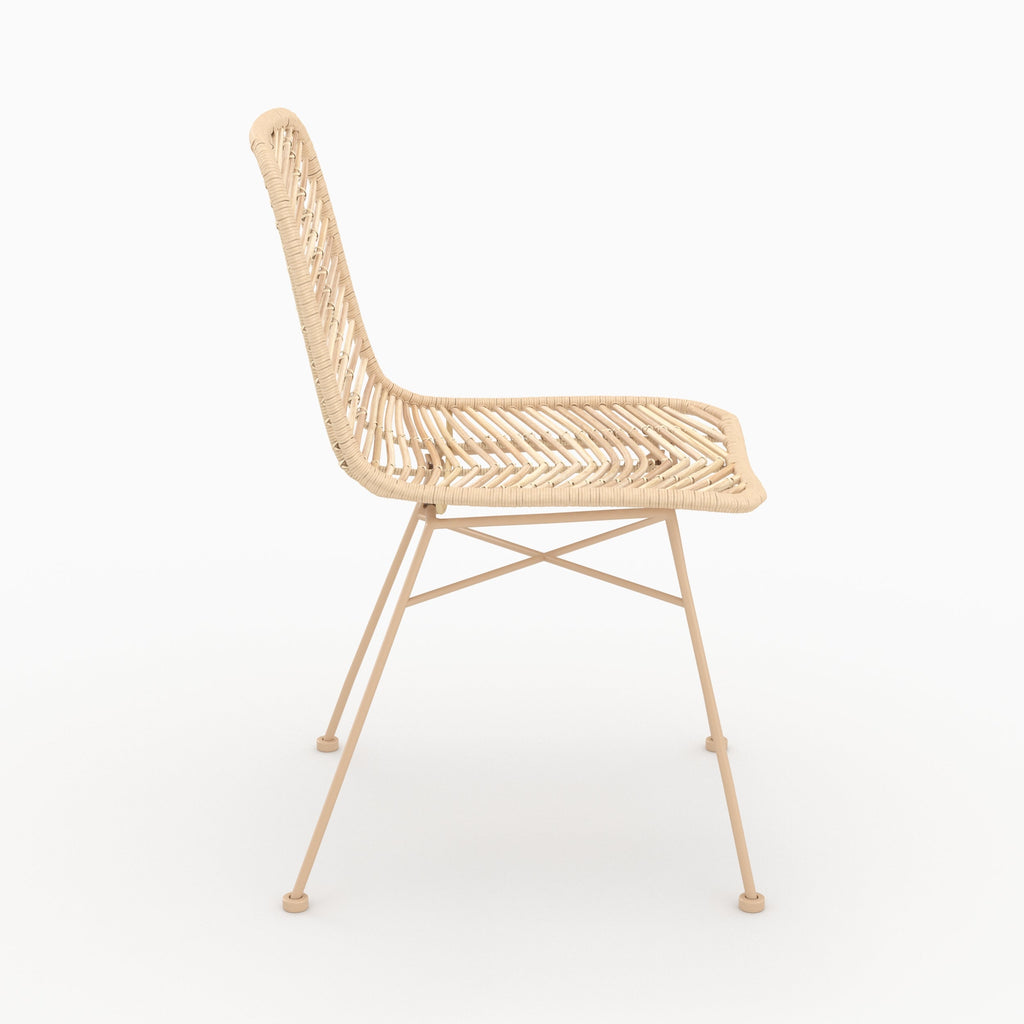 Tamara - Lot De 2 Chaises En Rotin Naturel Et Pieds Beiges