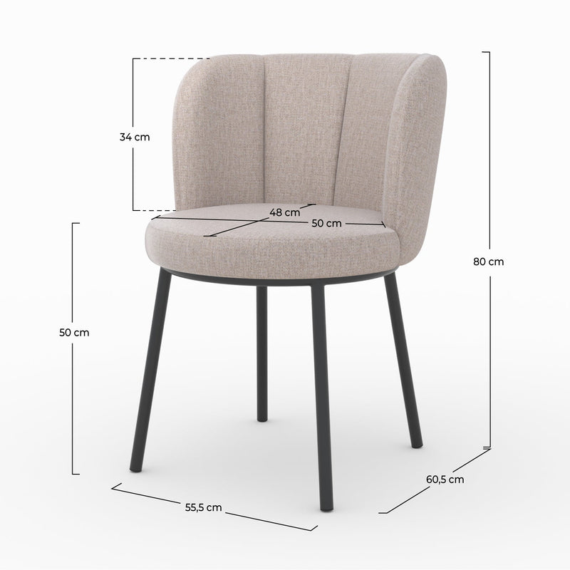 Chaise Aby en tissu beige chiné
