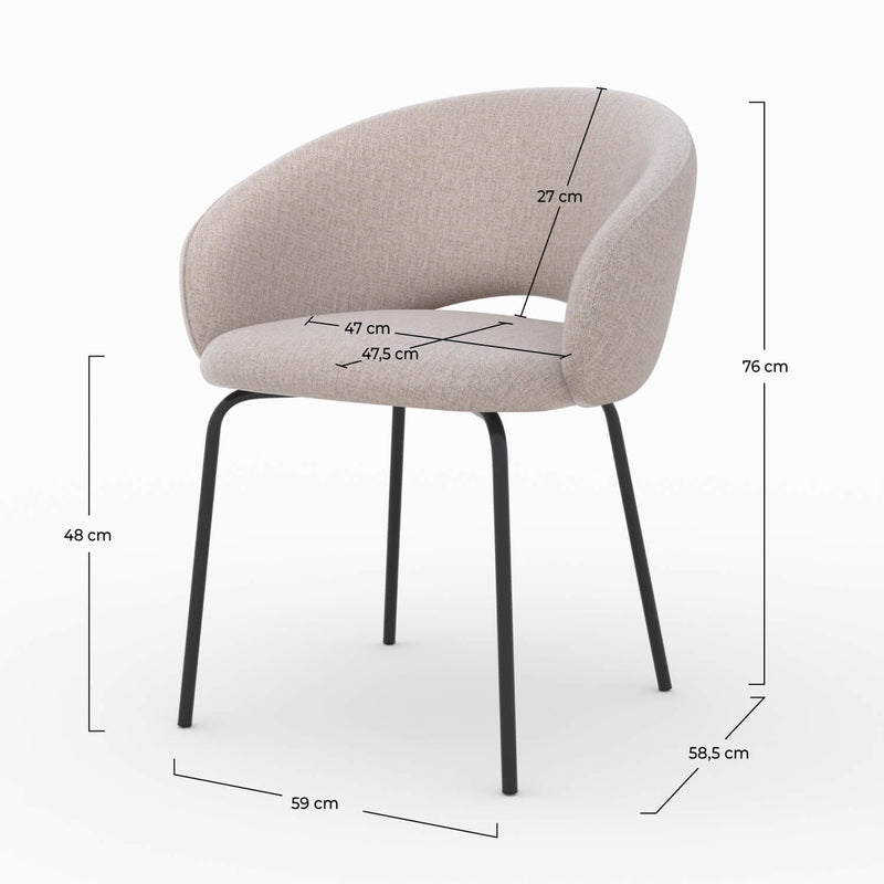 Chaise Milly en tissu beige chiné