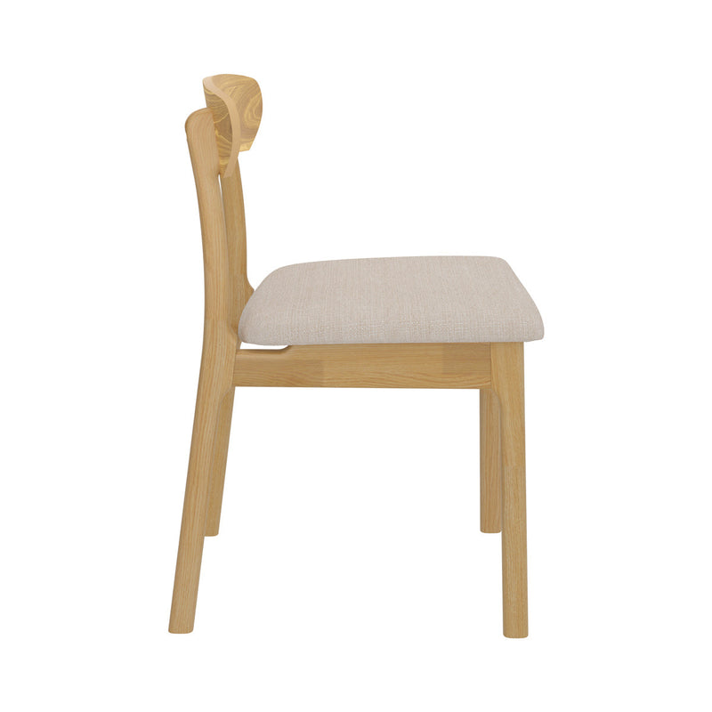 Chaise Lana en tissu beige et bois clair (lot de 2)