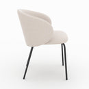 Chaise Victoria en tissu beige et pieds en métal noir (lot de 2)