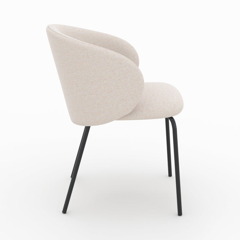 Chaise Victoria en tissu beige et pieds en métal noir (lot de 2)