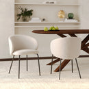 Chaise Victoria en tissu beige et pieds en métal noir (lot de 2)