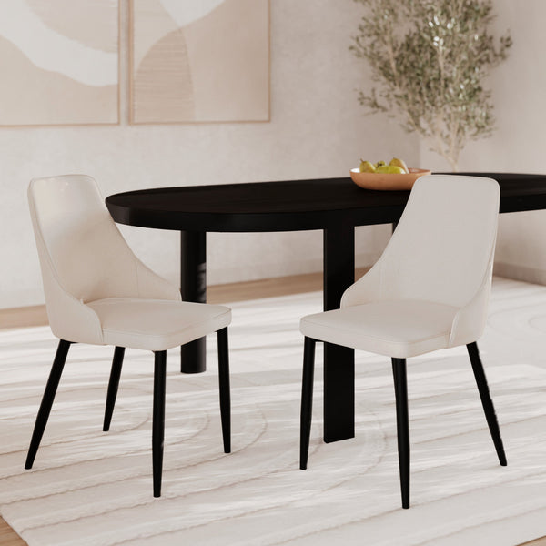 Pipo - Lot De 2 Chaises En Tissu Beige Et Pieds En Métal