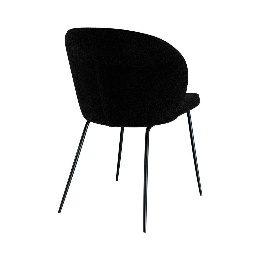 Groom - Set of 2 Chairs in Black Bouclé Fabric and Metal Legs