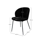 Groom - Set of 2 Chairs in Black Bouclé Fabric and Metal Legs