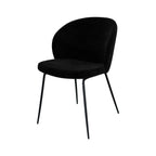 Groom - Set of 2 Chairs in Black Bouclé Fabric and Metal Legs