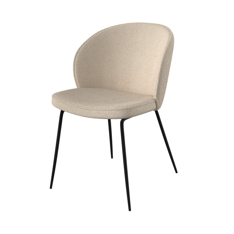 Chaise Groom beige en tissu bouclette (lot de 2)