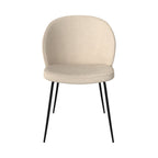 Groom - Set of 2 Chairs in Beige Bouclé Fabric and Metal Legs