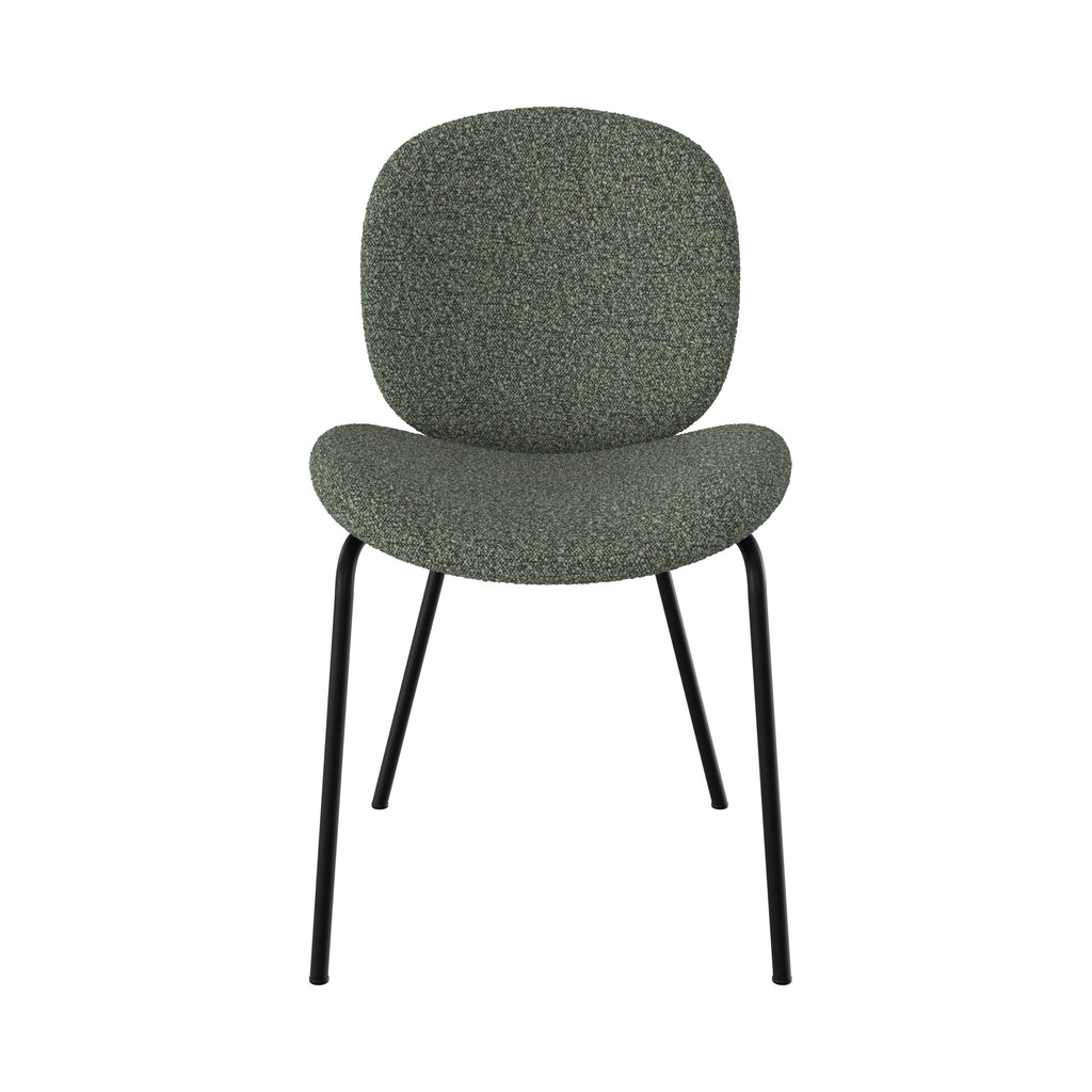 Iris - Lot De 2 Chaises En Tissu Bouclé Vert Et Pieds En Métal Noir