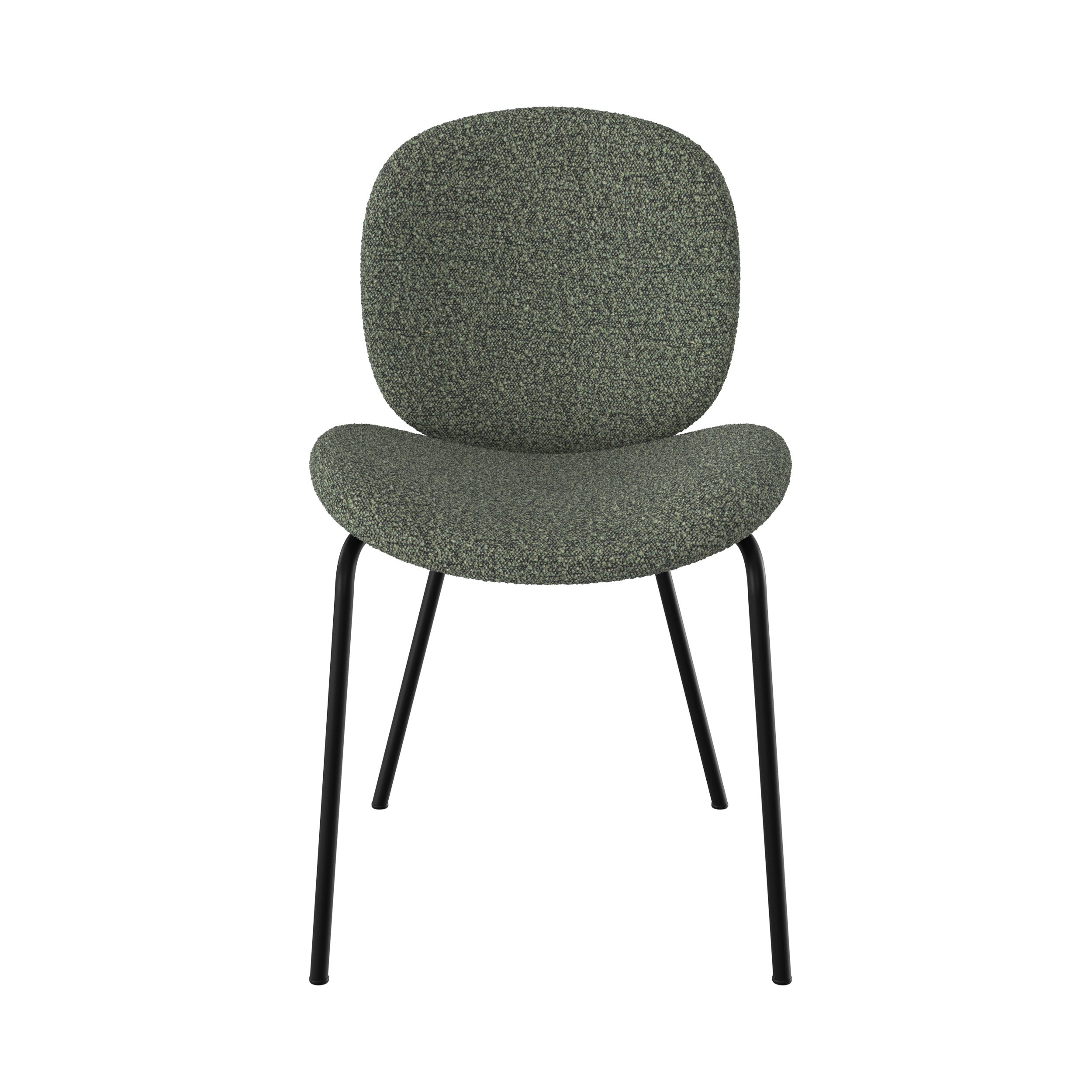 Iris - Lot De 2 Chaises En Tissu Bouclé Vert Et Pieds En Métal Noir
