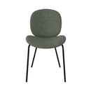 Chaise Iris en tissu bouclé vert kaki et pieds en métal noir (lot de 2)