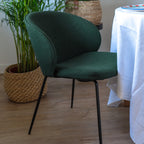 Groom - Lot De 2 Chaises Vertes En Tissu Bouclette Et Pieds En Métal