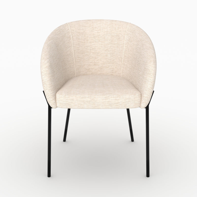 Chaise Andy en tissu blanc chiné