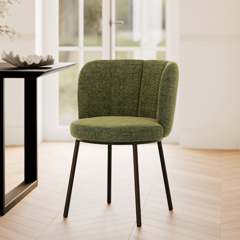 Chaise Aby en tissu vert chiné
