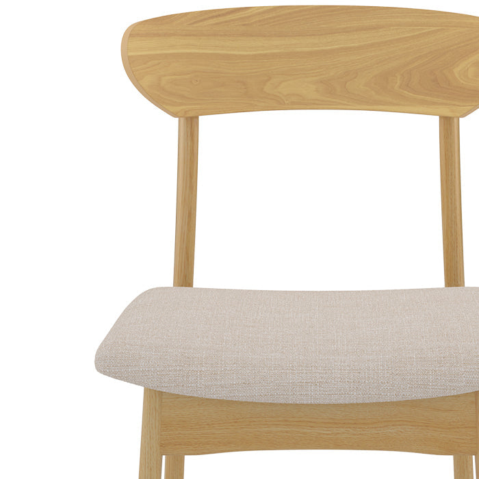 Lana - Set of 2 Chairs in Beige Fabric and Light Wood