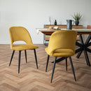 Chaise Pénélope en velours jaune (lot de 2)