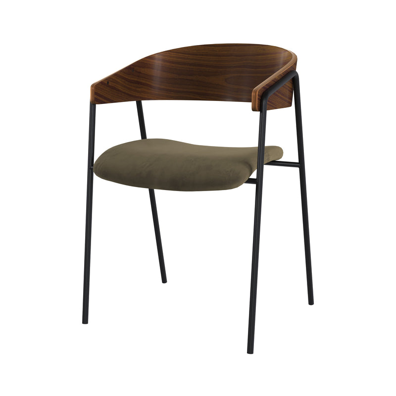 Chaise Esmée en velours vert kaki (lot de 2)