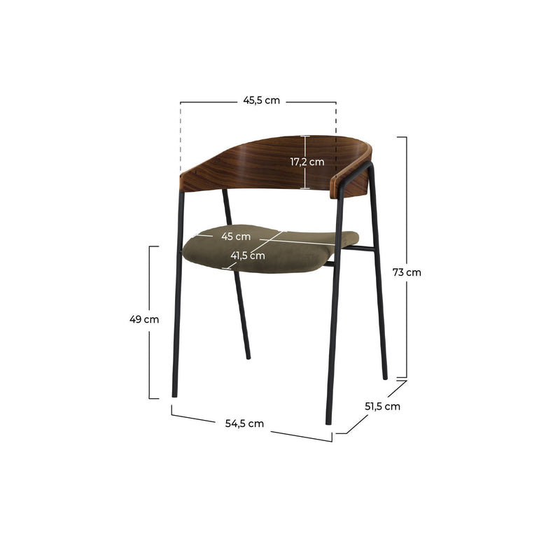 Chaise Esmée en velours vert kaki (lot de 2)