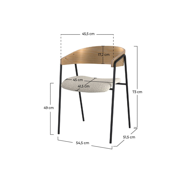 Chaise Esmée en tissu bouclé blanc (lot de 2)