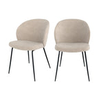Groom - Set of 2 Chairs in Beige Bouclé Fabric and Metal Legs