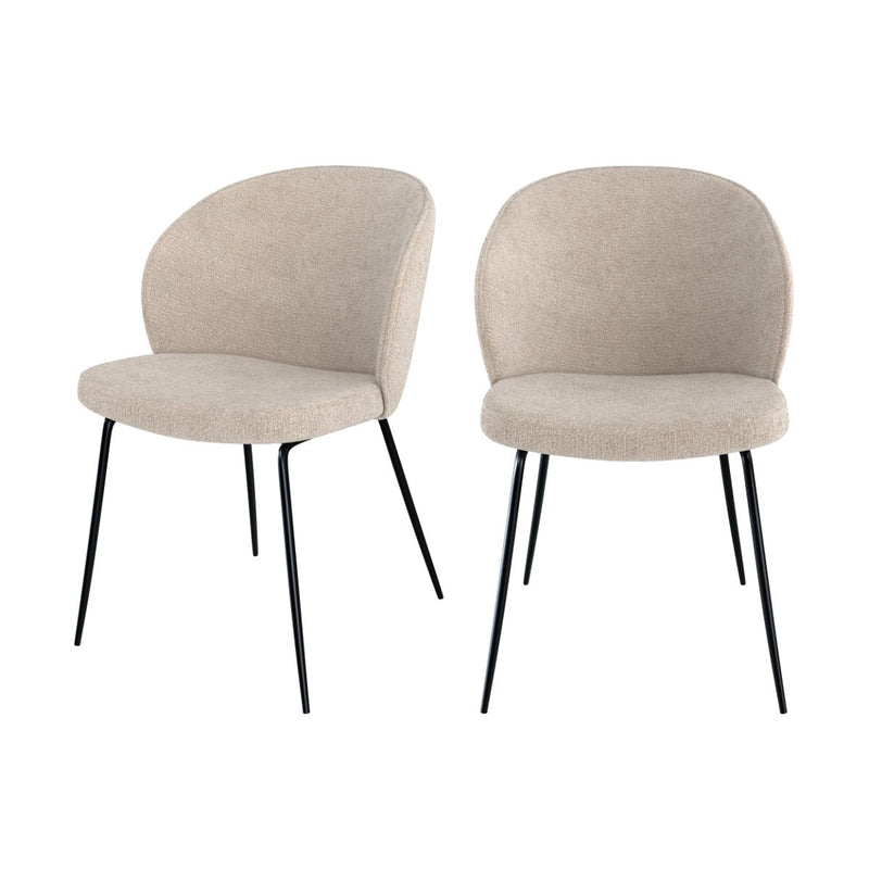 Chaise Groom beige en tissu bouclette (lot de 2)