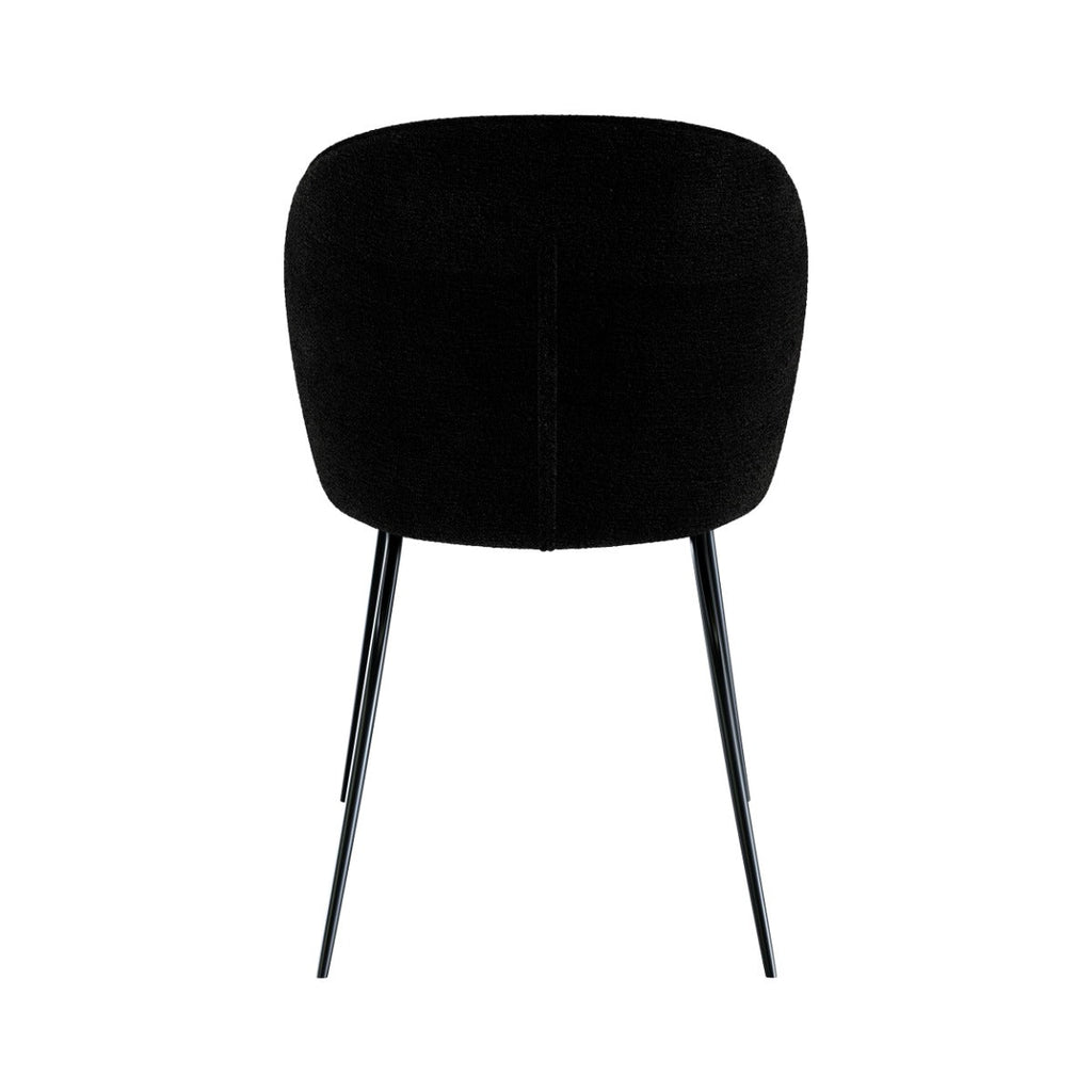 Groom - Set of 2 Chairs in Black Bouclé Fabric and Metal Legs