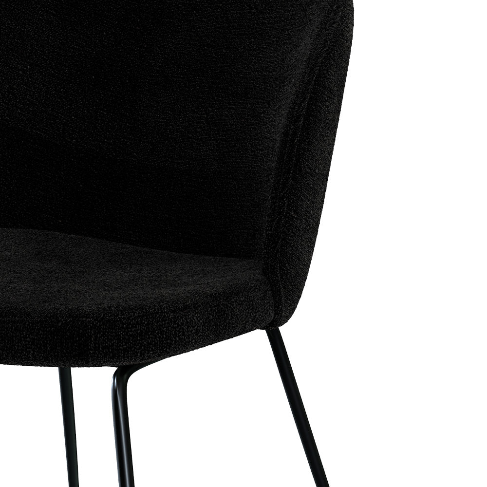 Groom - Set of 2 Chairs in Black Bouclé Fabric and Metal Legs