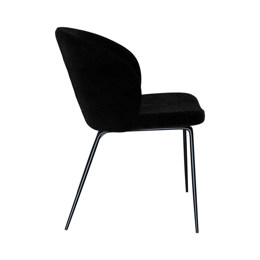 Groom - Set of 2 Chairs in Black Bouclé Fabric and Metal Legs