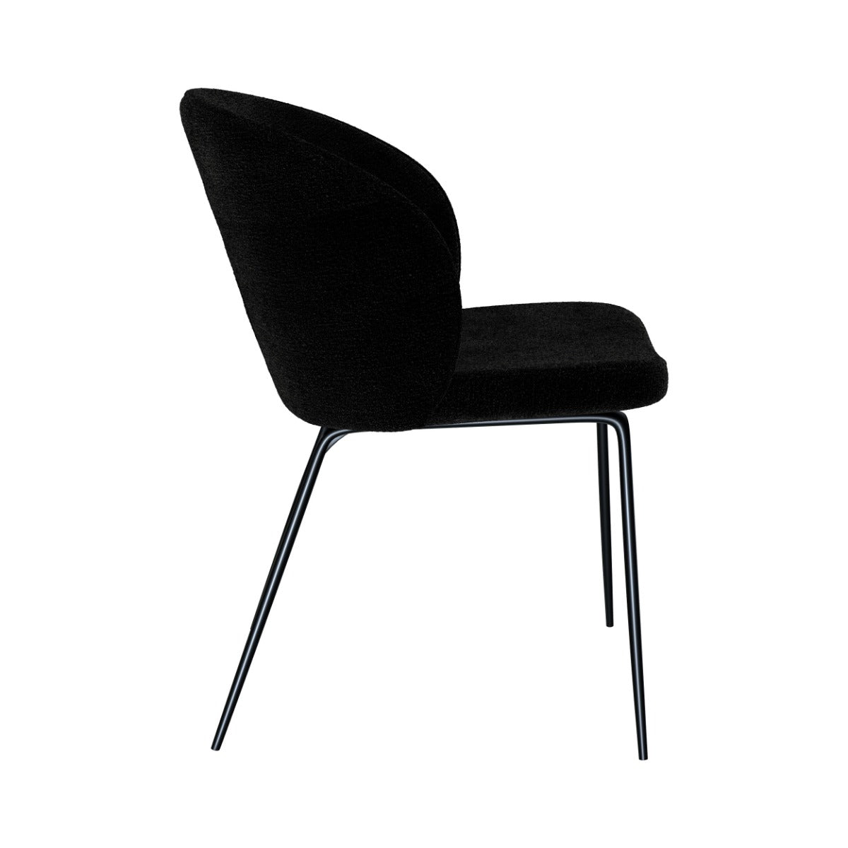 Groom - Set of 2 Chairs in Black Bouclé Fabric and Metal Legs
