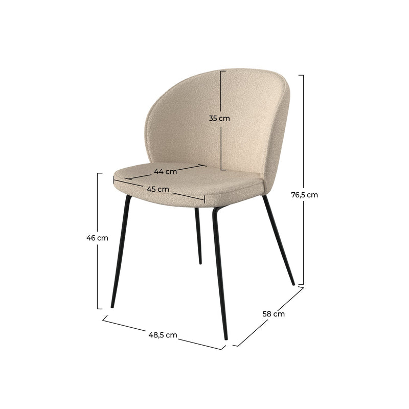 Chaise Groom beige en tissu bouclette (lot de 2)