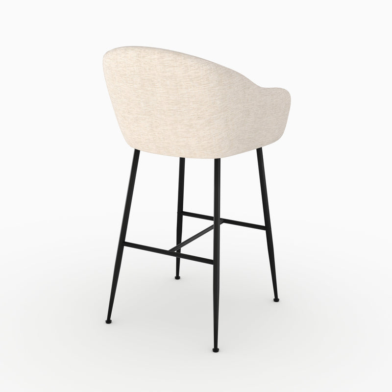 Chaise de bar Socky en tissu beige chiné 76 cm