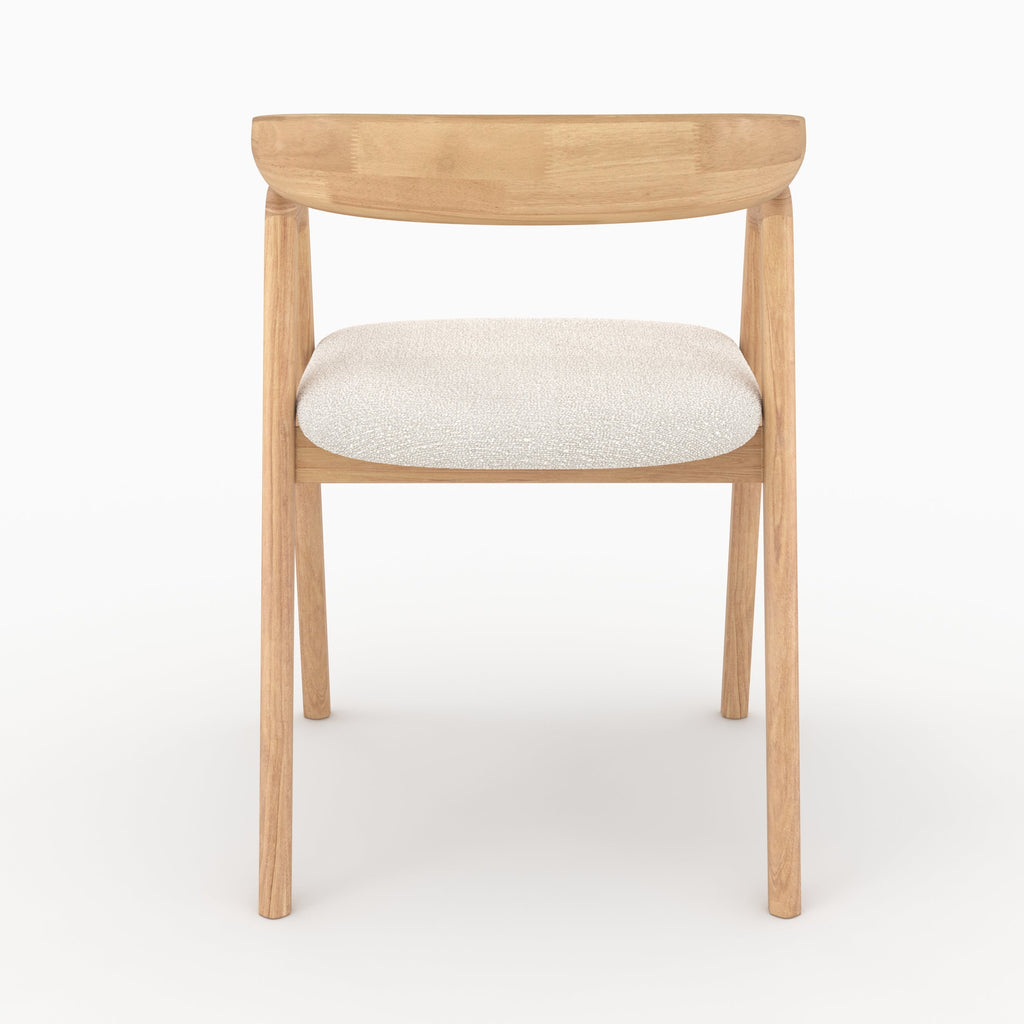 Hawa - Chaise En Bois D'Hévéa Clair Et Tissu Bouclé Crème