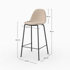 Henrik - Juego de 2 sillas tipo isla central en tela Bouclette beige