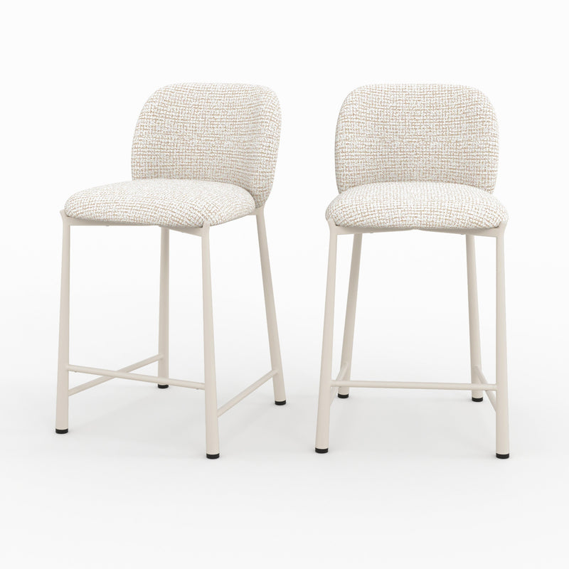Lot de 2 chaises Bento pour ilot central 65,5 cm en tissu texturé écru chiné