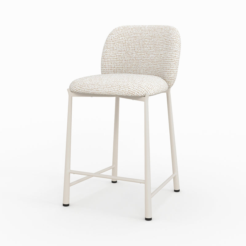Lot de 2 chaises Bento pour ilot central 65,5 cm en tissu texturé écru chiné