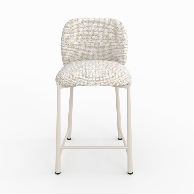 Lot de 2 chaises Bento pour ilot central 65,5 cm en tissu texturé écru chiné