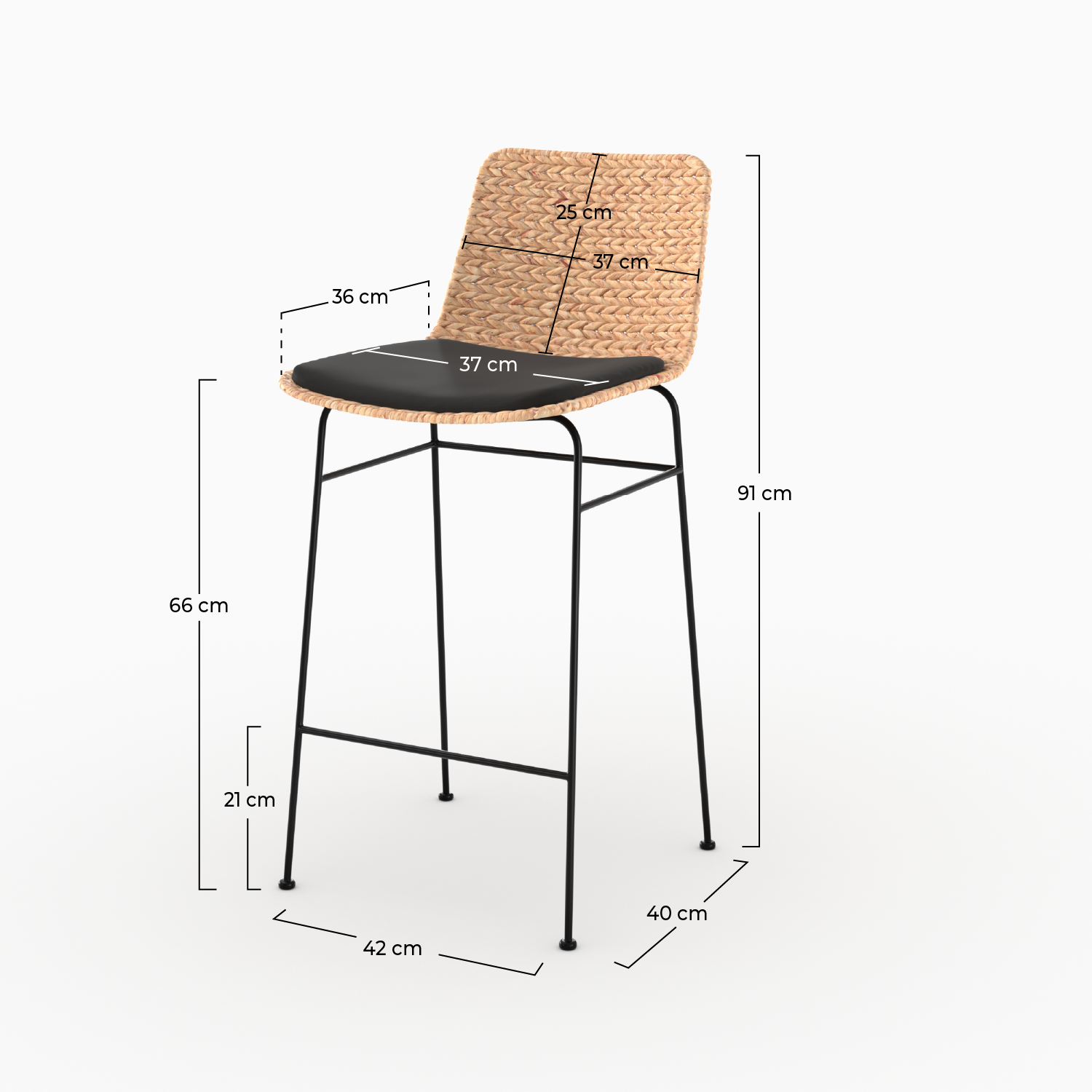 Faro - Set of 2 Central Island Chairs in Natural and Black Material