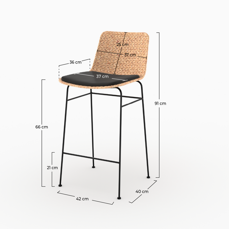 Lot de 2 chaises pour îlot central 66 cm Faro en matière naturelle