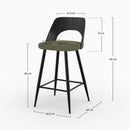 Chaise pour îlot central Mindy tissu bouclé vert kaki 66 cm (lot de 2)