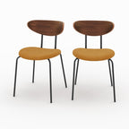 Jade - Set of 2 Chairs in Mustard Yellow Corduroy and Walnut Wood