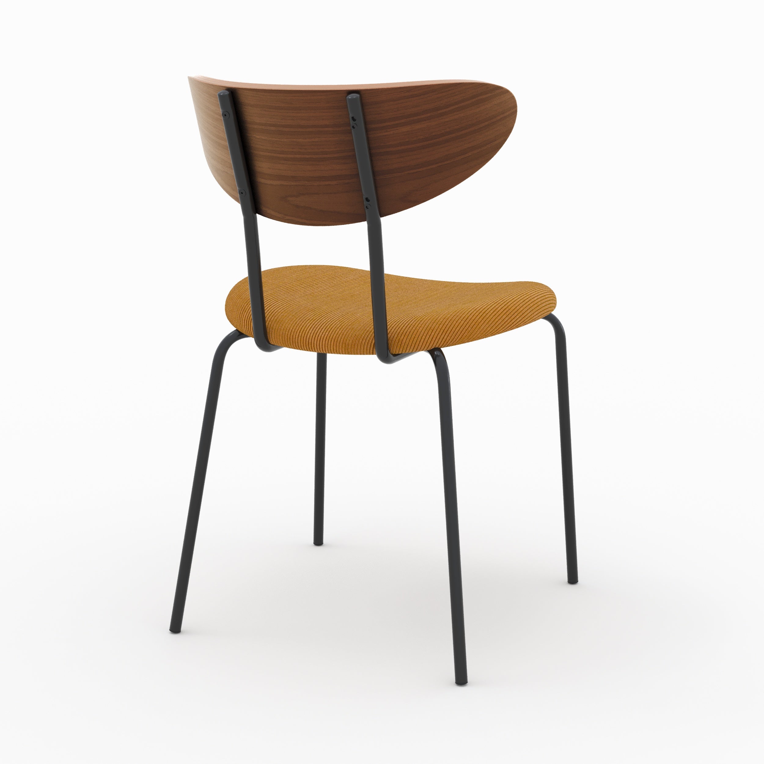 Jade - Set of 2 Chairs in Mustard Yellow Corduroy and Walnut Wood