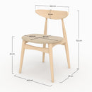 Lot de 2 chaises Josette en tissu beige et bois d'hévéa