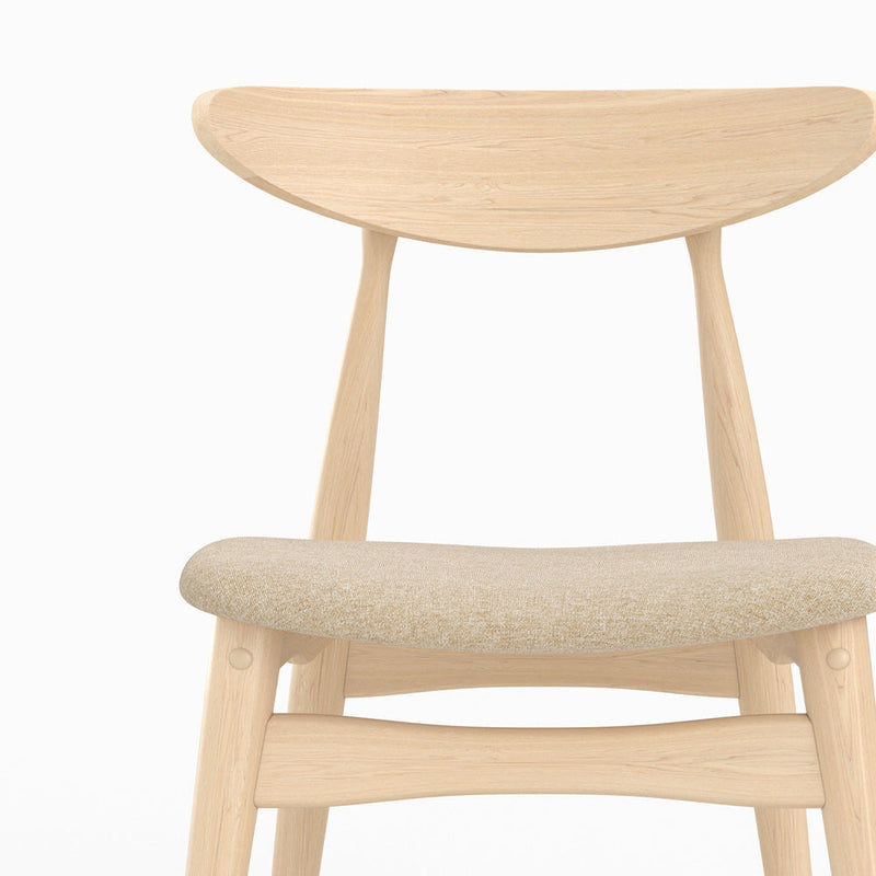 Lot de 2 chaises Josette en tissu beige et bois d'hévéa