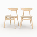 Lot de 2 chaises Josette en tissu beige et bois d'hévéa