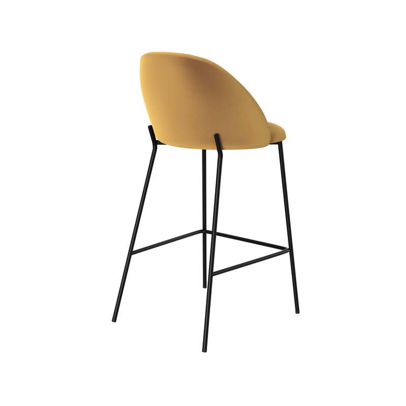 Chaise de bar Karl en velours jaune moutarde 66 cm (lot de 2)